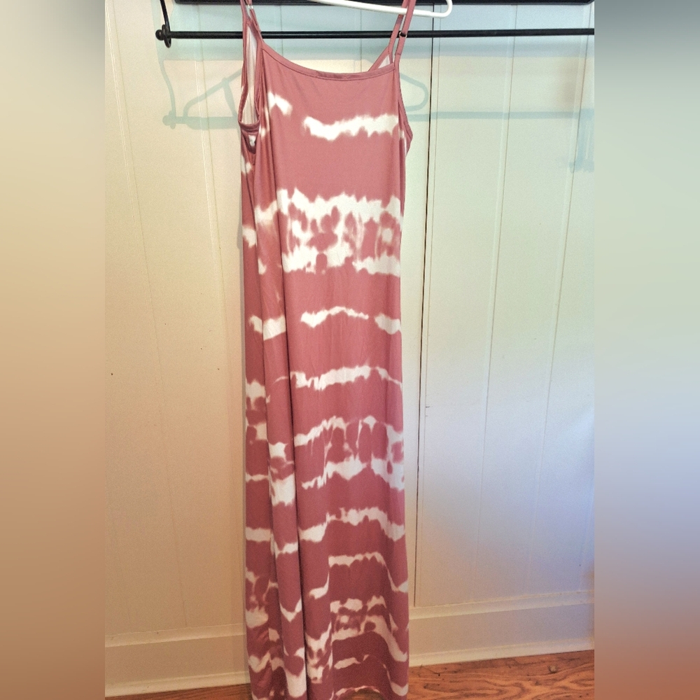 Adele B. Pink White SUPER SOFT Tye Dye Maxi  Dress Size S Very Good Condition